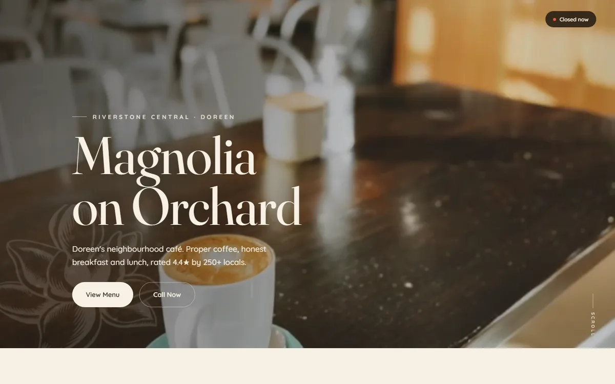 Magnolia On Orchard website capture