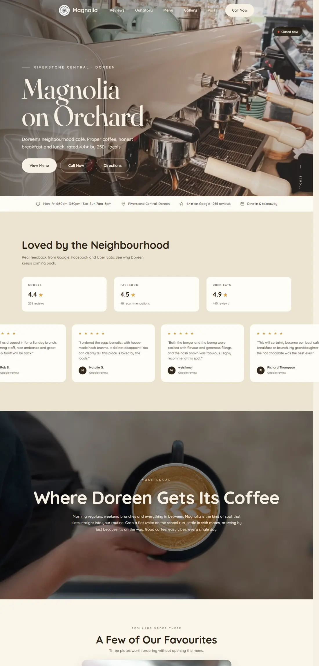 Magnolia On Orchard website, scrolling through the live pages